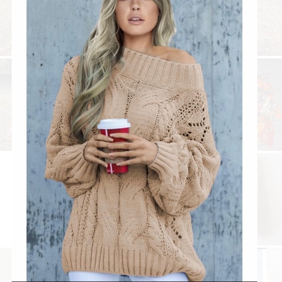 Camel cable knit cardigan Clearance